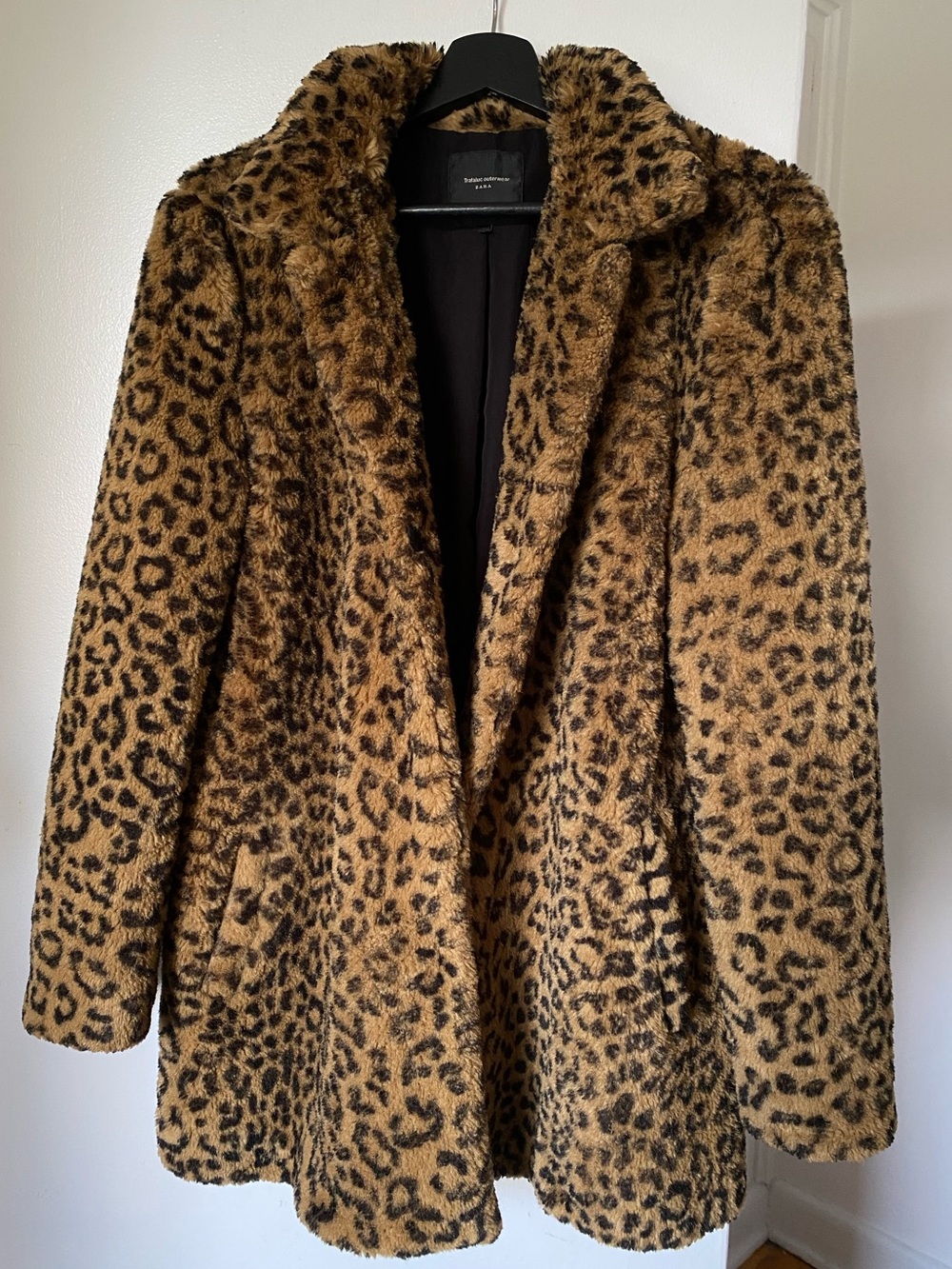 Zara Leopard Print Teddy Coat in Brown & Black